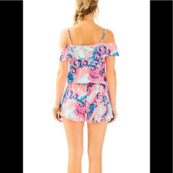 Lilly Pulitzer Romper Klea I'm so Jelly Coral Reef Medium 8 10 NEW Summer - Picture 6 of 7